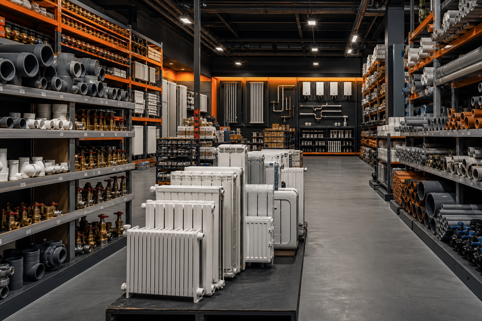 Organised wholesale plumbing and heating inventory facility