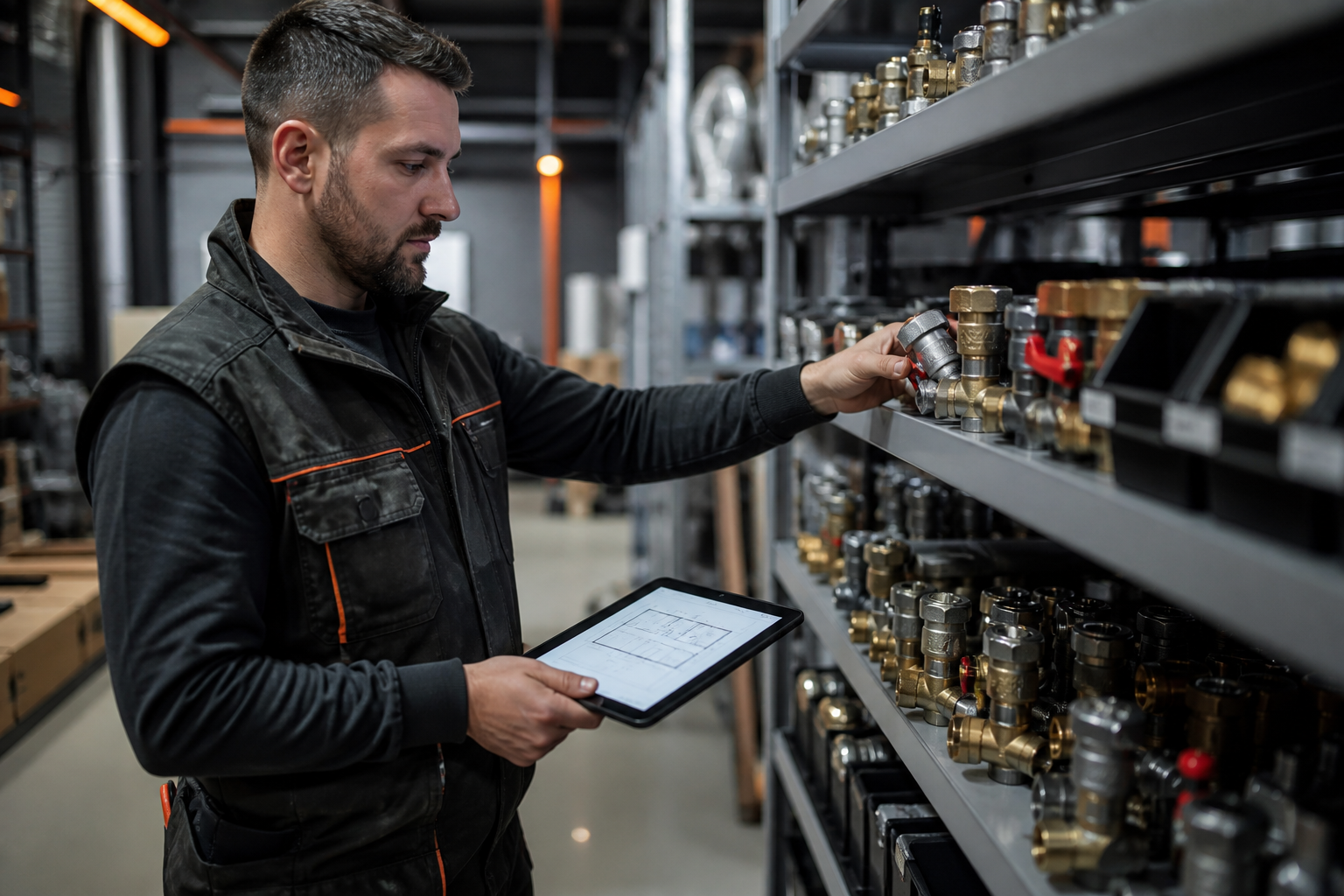 Selecting plumbing components from wholesale inventory for renovation