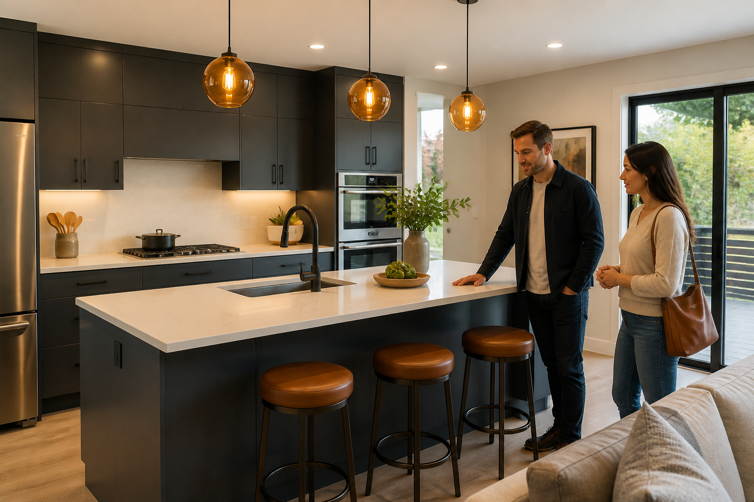 Final walkthrough in a completed renovated kitchen